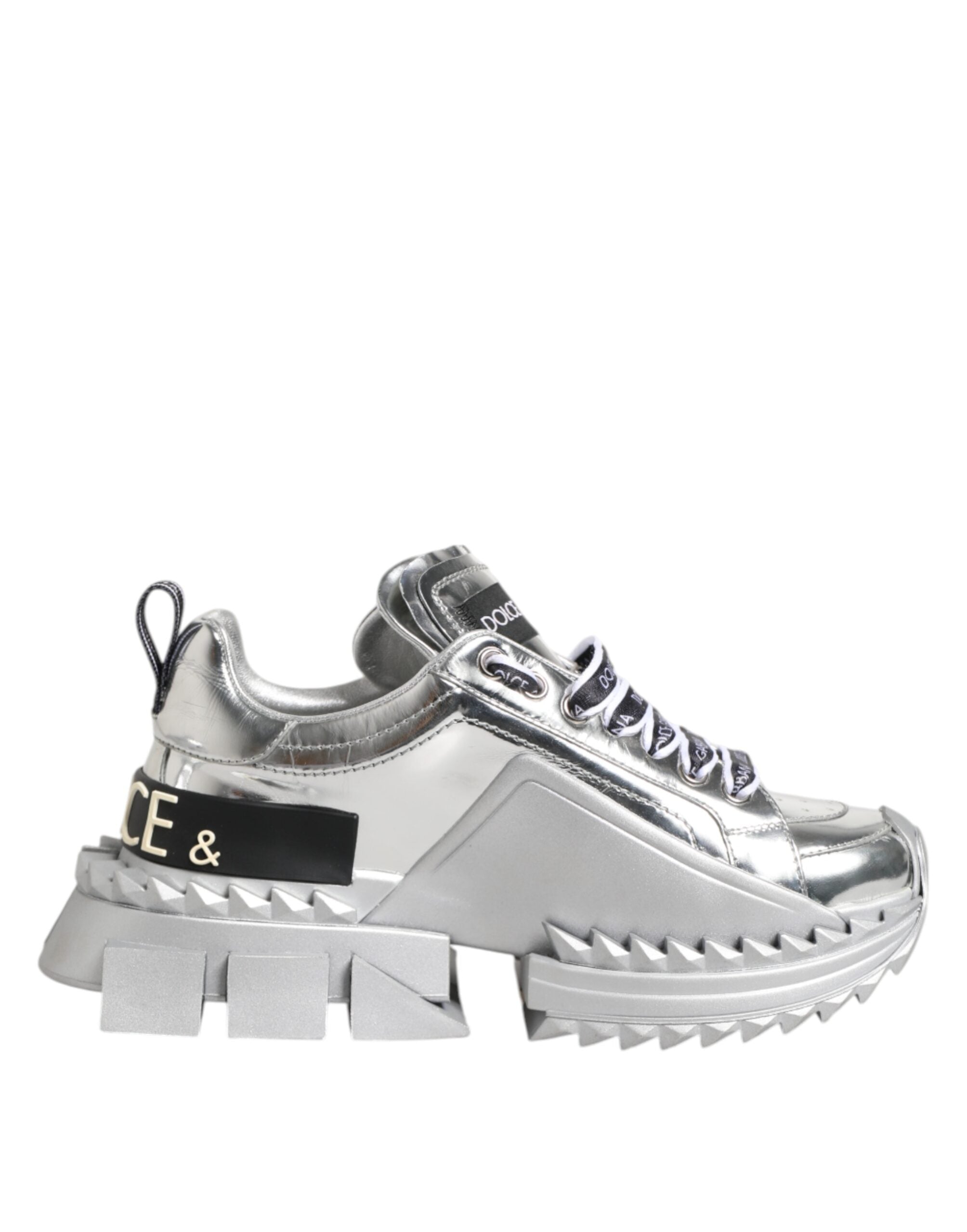 Sølvfargede Super Queen-sneakers i skinn