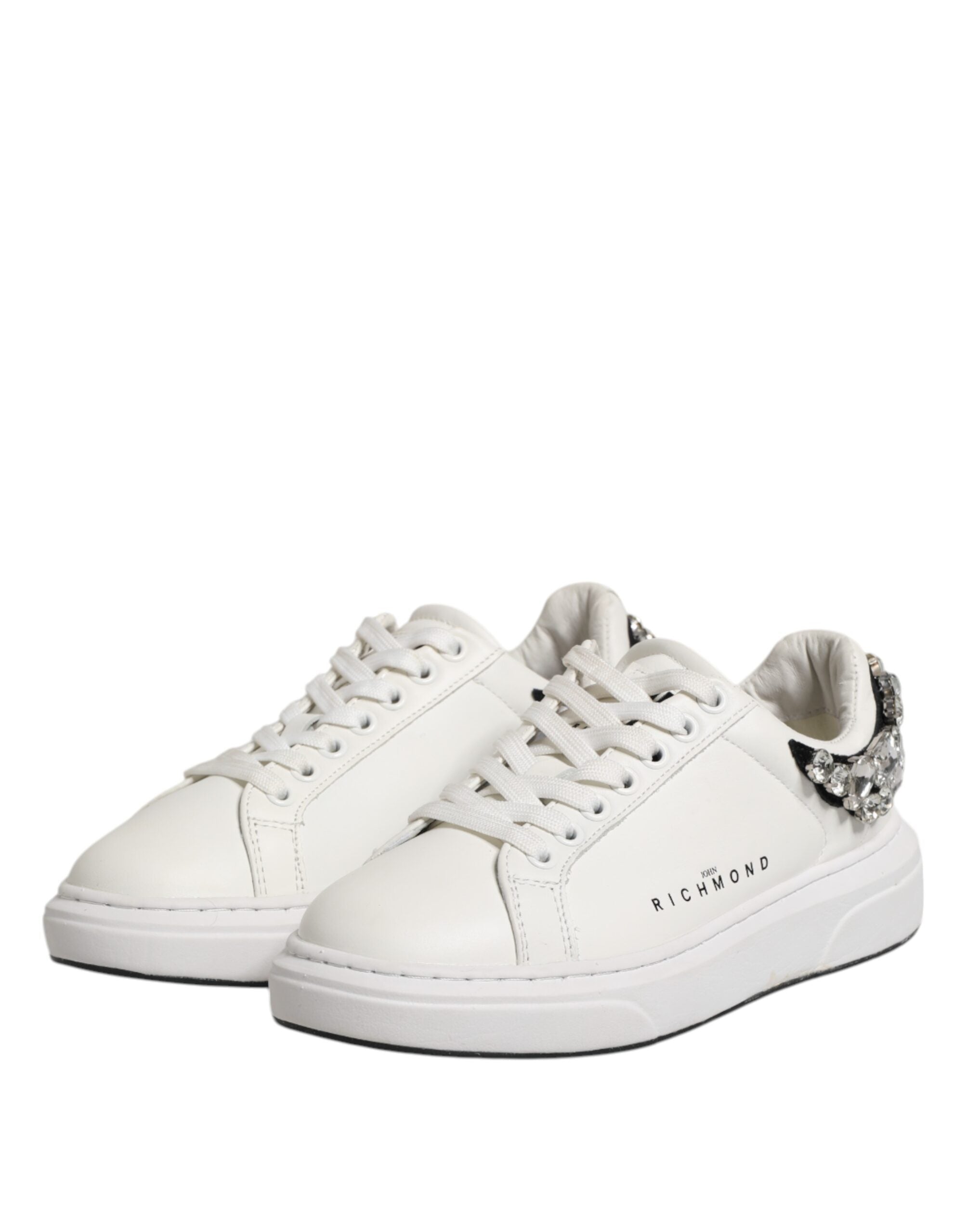 Vita Sneakers med Strassutsmyckning