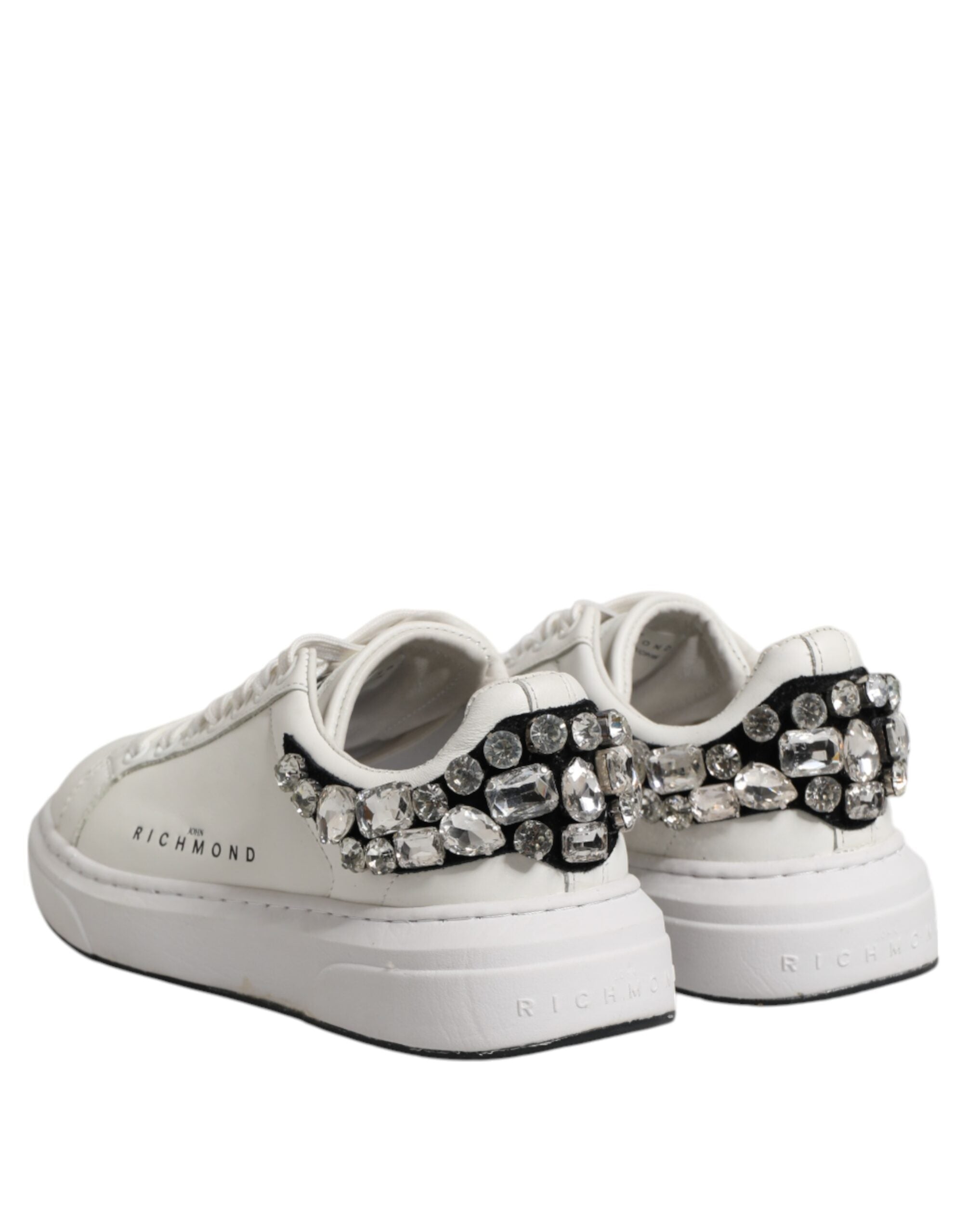 Vita Sneakers med Strassutsmyckning