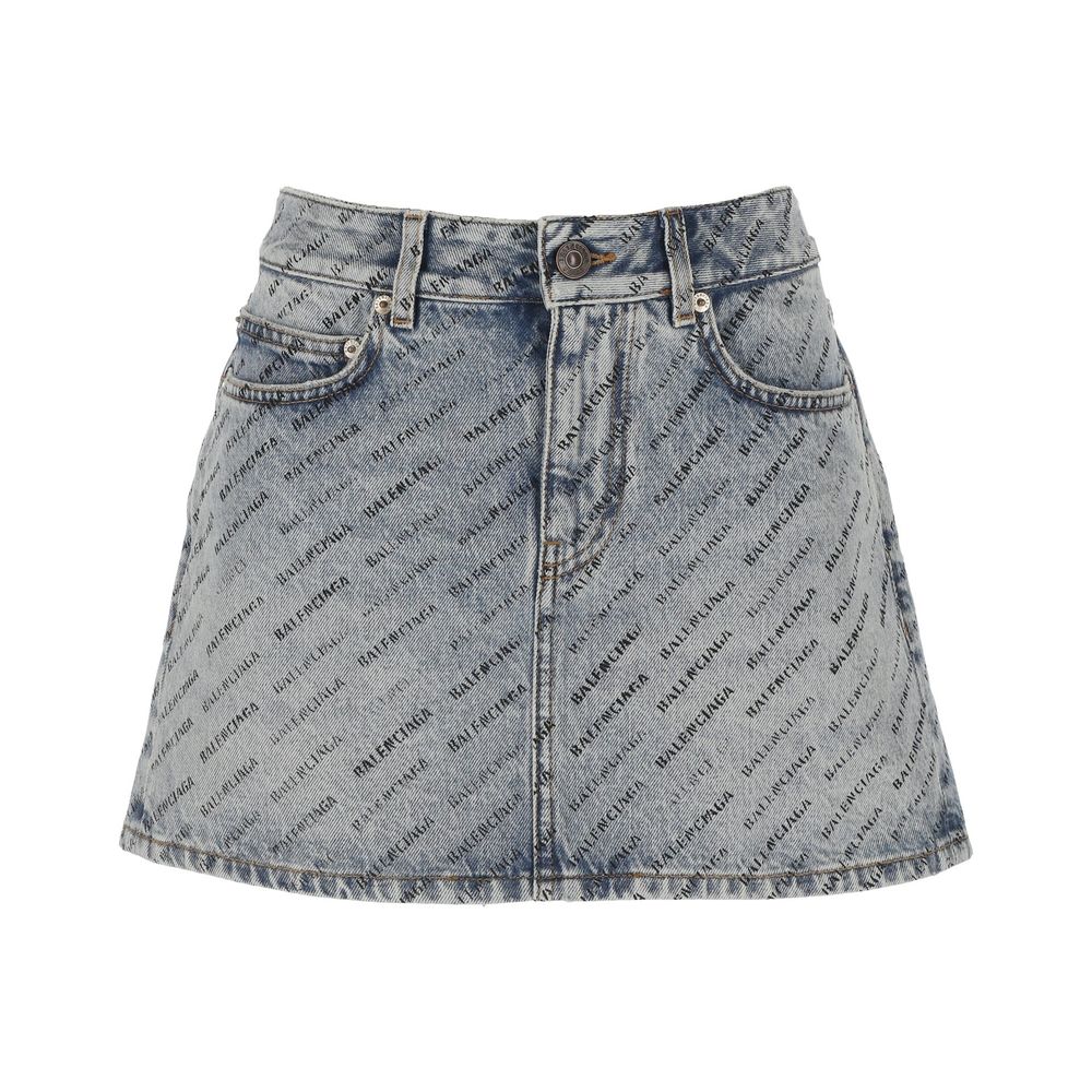 Denimkjol med logotyptryck