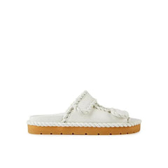Bottega Veneta White Lamb Leather Flat Sandals