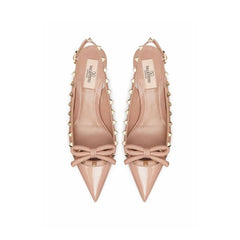 Valentino Garavani Beige Calfskin Mid Heel Pumps