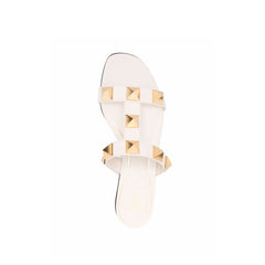 Valentino Garavani White Calfskin Flat Sandals