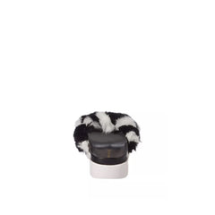 Stuart Weitzman Black Fur Slippers