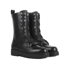 Valentino Garavani Black Calfskin Lace-Up Boots