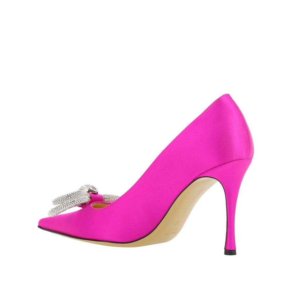 Pumps i satin med dubbla rosett