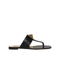 Valentino Garavani Black Calfskin Strap-On Sandals