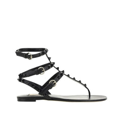 Valentino Garavani Black Calfskin Flat Sandals