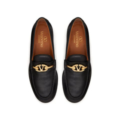 Valentino Garavani Black Calfskin Slip-On Loafers