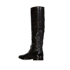 Sergio Rossi Black Calfskin Over The Knee