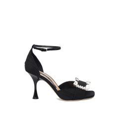 Sergio Rossi Black Fabric Stiletto Heel Sandals