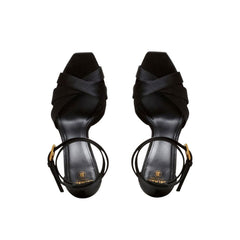 Balmain Black Silk Platform Sandals