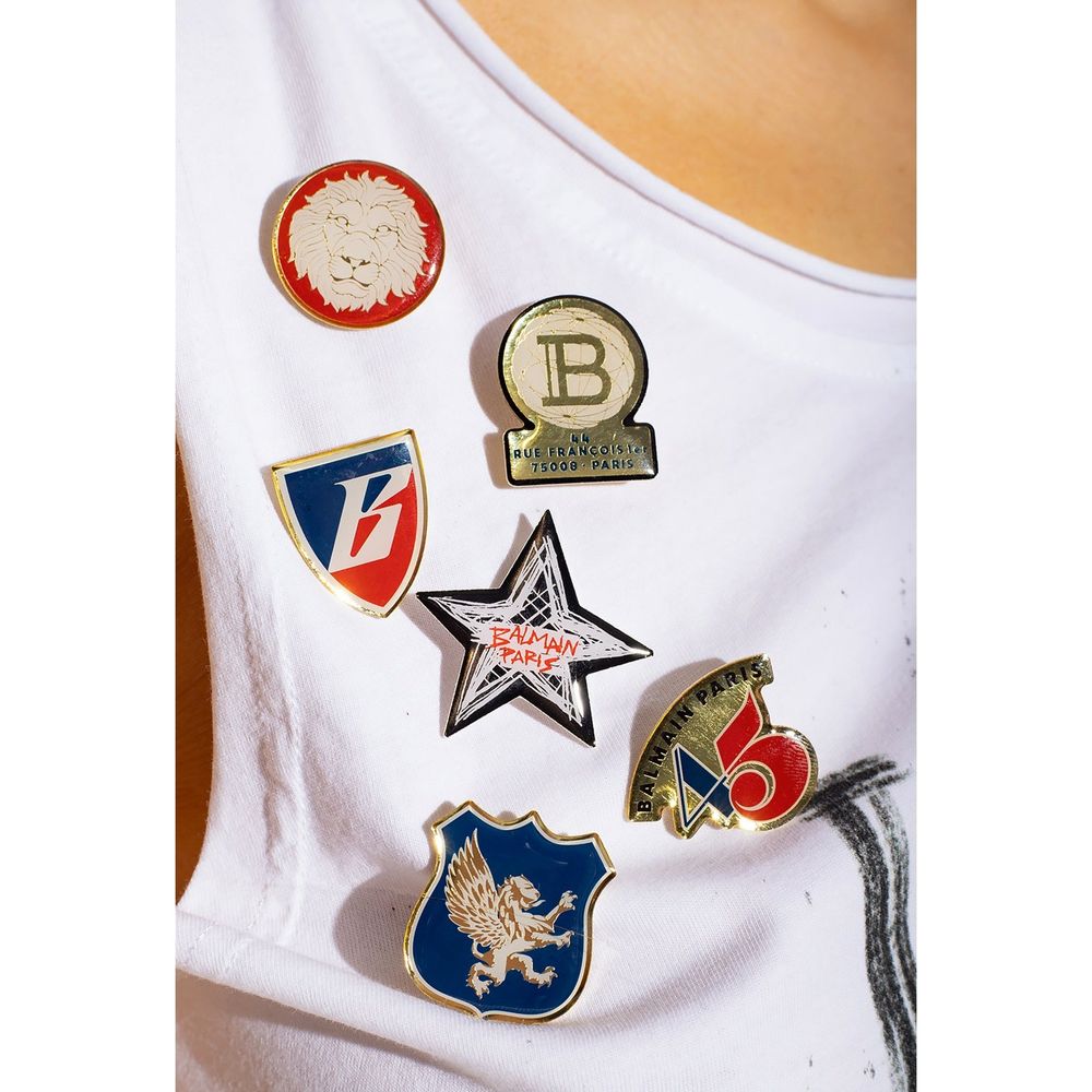 Balmain tryckt bomullsbeskuren t-shirt