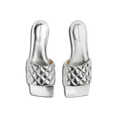 Bottega Veneta Silver Calfskin Slippers
