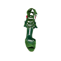 Manolo Blahnik Green Calfskin Strap-On Sandals