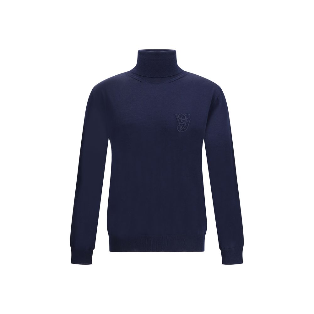 Valentino Blue Fleece Wool Turtleneck