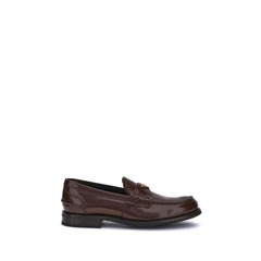 Prada Brown Calf Leather Bos Taurus Slip-On Loafers