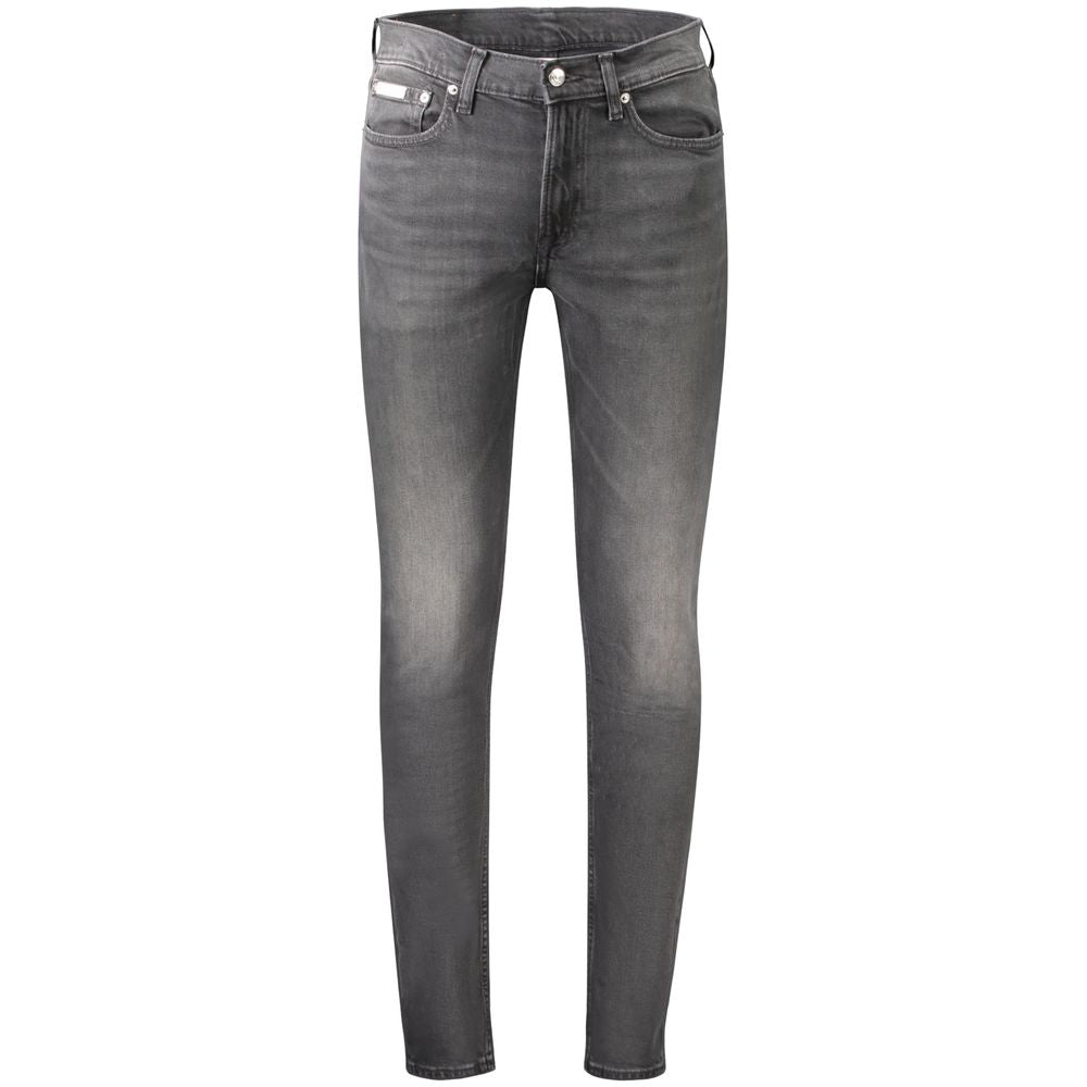 Svarte bomulls slim taper-jeans for menn
