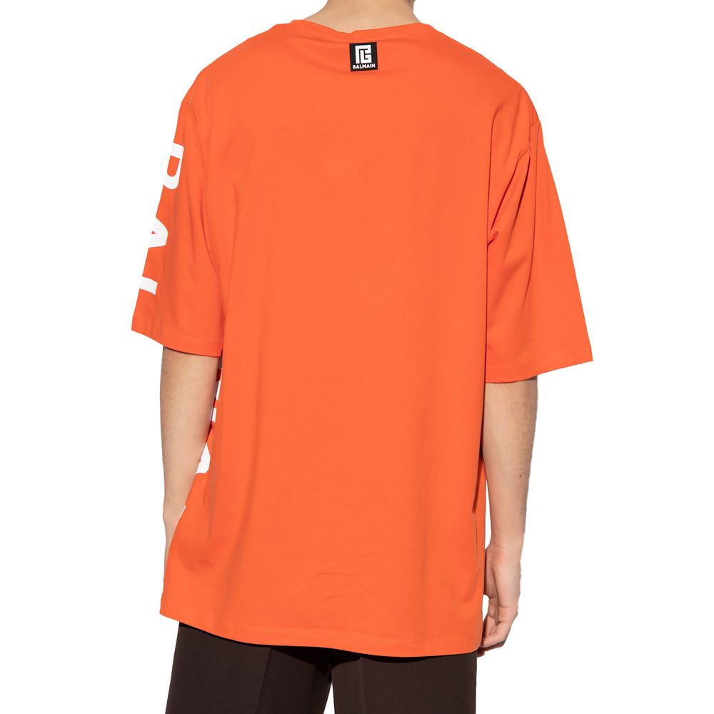 Oransje bomulls-T-skjorte