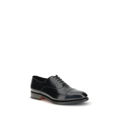 Santoni Black Calf Leather Bos Taurus Oxfords And Derbies