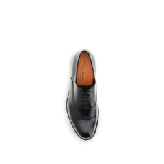 Santoni Black Calf Leather Bos Taurus Oxfords And Derbies