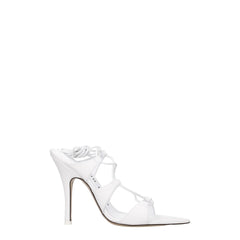 The Attico White Leather Stiletto Heel Sandals