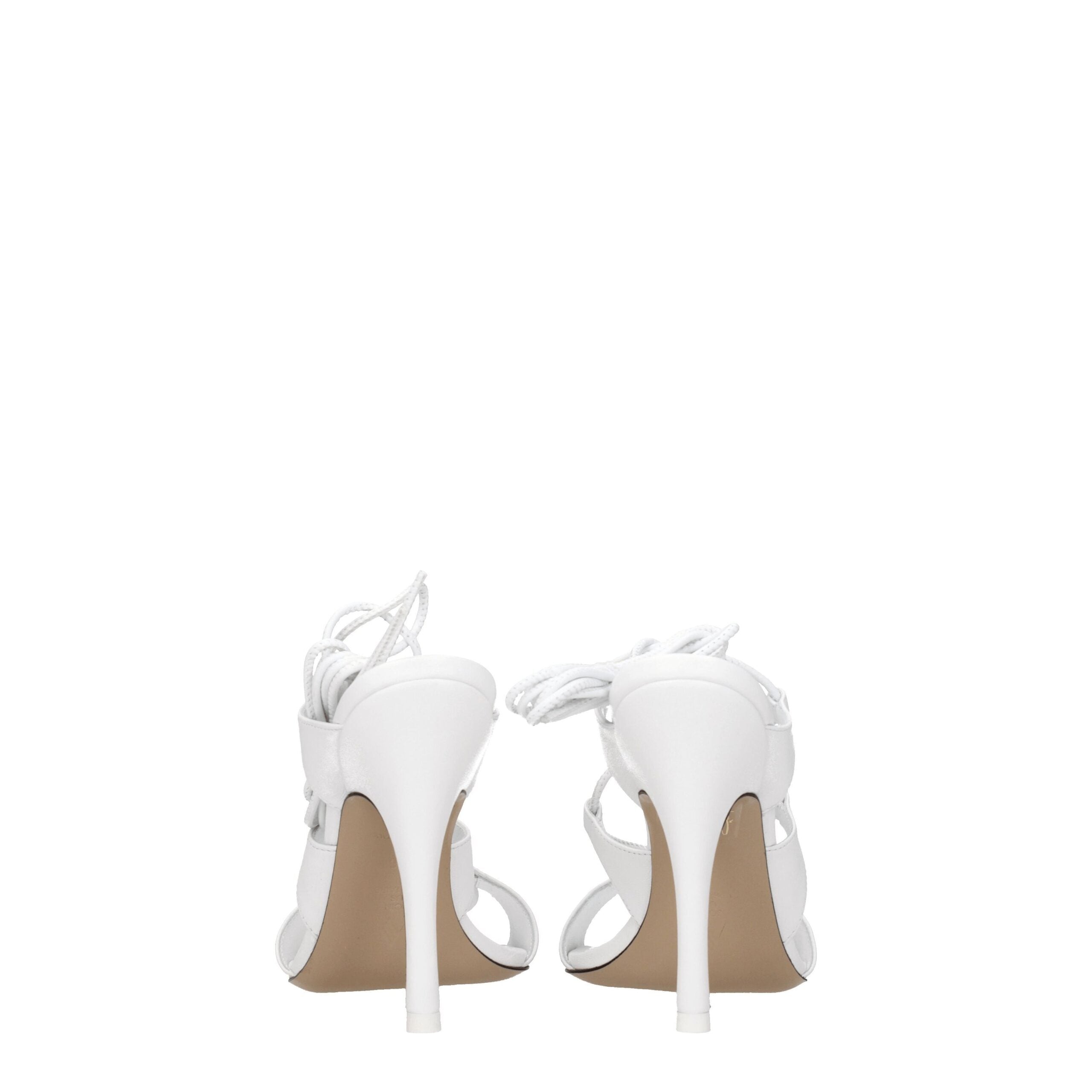 The Attico White Leather Stiletto Heel Sandals