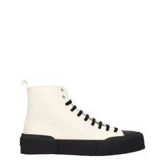 Jil Sander Beige Fabric High Top Sneakers