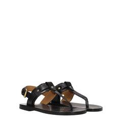 Isabel Marant Black Leather Flip-Flop Sandals
