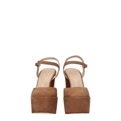 Stuart Weitzman Beige Leather Platform Sandals