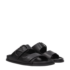 Valentino Garavani Black Leather Slippers
