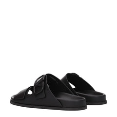 Valentino Garavani Black Leather Slippers
