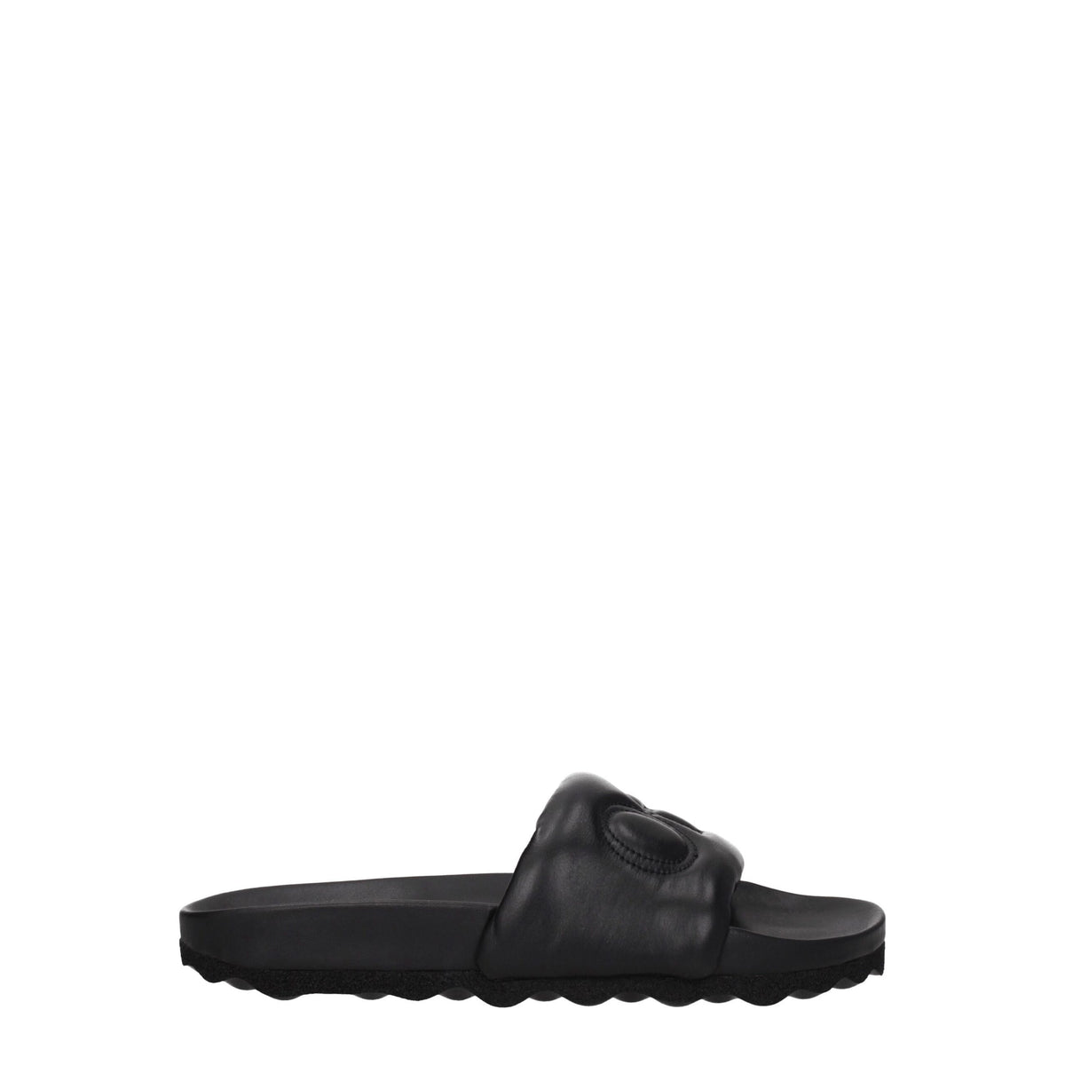 Off-White Black Leather Slippers
