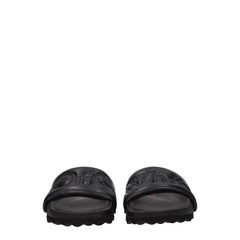 Off-White Black Leather Slippers