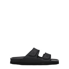 Palm Angels Black Leather Slippers