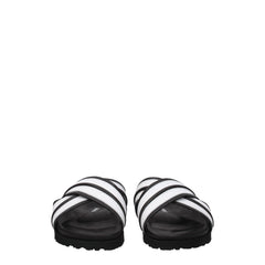 Palm Angels White Leather Slippers
