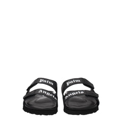 Palm Angels Black Leather Slippers