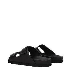Palm Angels Black Leather Slippers