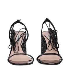 Miu Miu Black Leather Platform Sandals