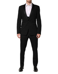 Dolce & Gabbana Black Wool 3 Piece Single Breasted Suit
