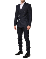 Dolce & Gabbana Dark Blue Double Breasted 2 Piece Suit