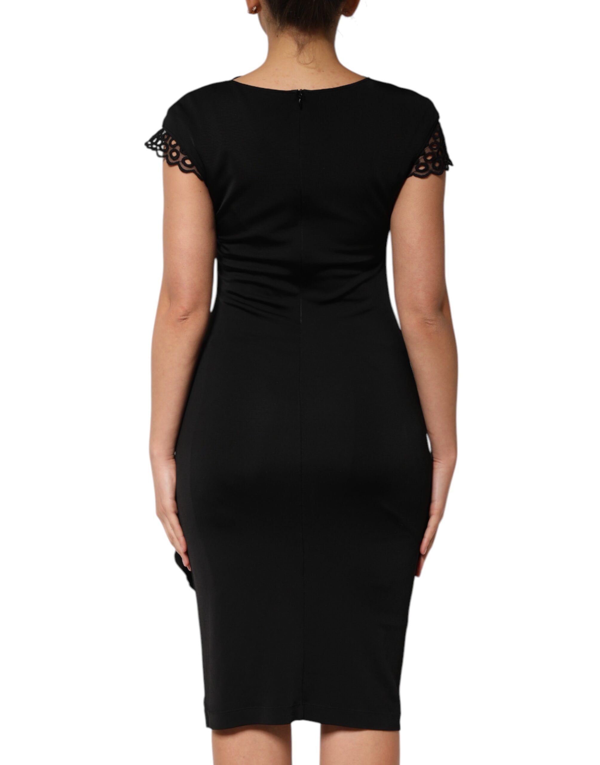 Svart Bodycon-klänning med korta ärmar