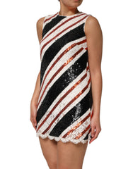 Dolce & Gabbana Multicolor Sequin Embellished Shift Dress