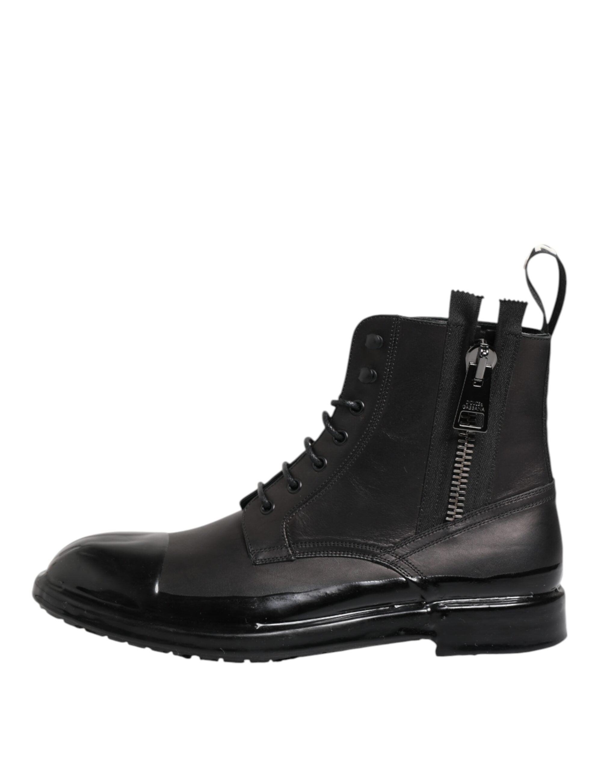 Dolce & Gabbana Brown Black Lace Up Mid Calf Men Boots Shoes