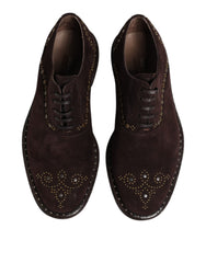 Dolce & Gabbana Brown Velvet Lace Up Oxford Dress Shoes