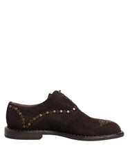 Dolce & Gabbana Brown Velvet Lace Up Oxford Dress Shoes