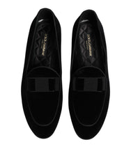 Dolce & Gabbana Black Velvet Loafers Formal Men Dress Shoes