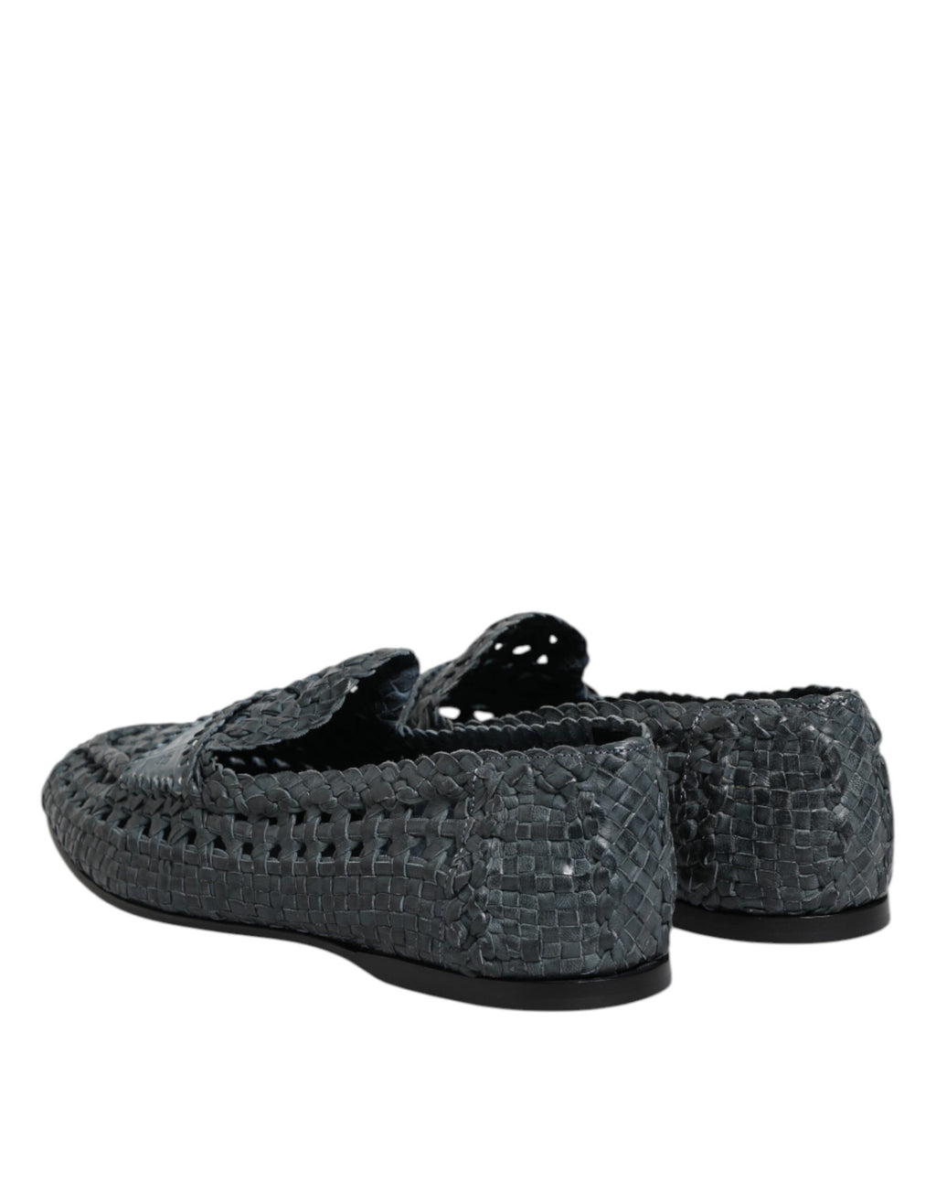 Blå vevde raffia slip-on loafers