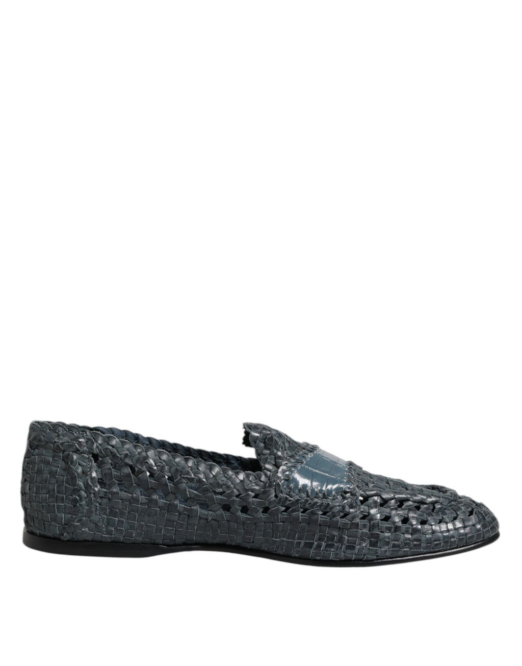 Blå vevde raffia slip-on loafers