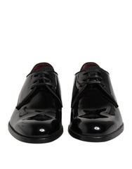 Dolce & Gabbana Black Leather Lace Up Men Derby Formal Shoes